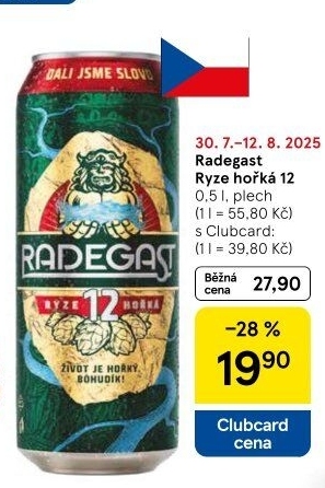 Pivo světlý ležák 12° Ryze hořká Radegast
