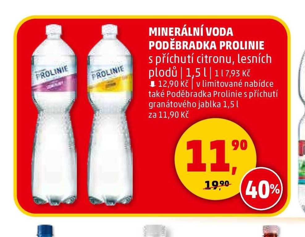 MINERÁLNÍ VODA PODĚBRADKA PROLINIE s příchutí citronu, lesních plodů