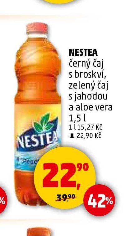 NESTEA černý čaj s broskví, zelený čaj s jahodou a aloe vera
