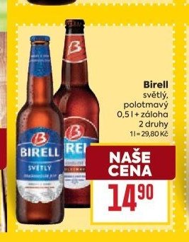 Birell světlý, polotmavý