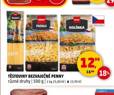 Těstoviny bezvaječné Penny 500 g