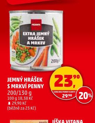 Jemný hrášek s mrkví Penny 200/130 g