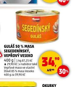Guláš 50% masa, Segedínský, Vepřový Veseko 400 g