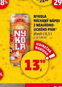 Nycola míchaný nápoj z nealkoholického piva - Penny Market akcniletaky.com