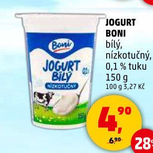 Bílý jogurt nízkotučný Boni