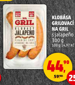 Klobása jalapeňo Na gril Penny