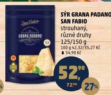Sýr strouhaný Grana Padano San Fabio