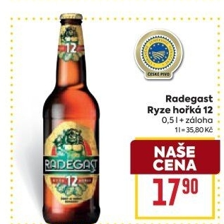Pivo světlý ležák 12° Ryze hořká Radegast