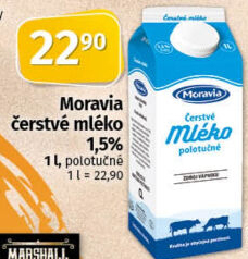 Mléko čerstvé Moravia - 1,5% polotučné