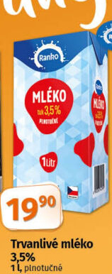 Mléko trvanlivé Ranko - plnotučné 3,5%