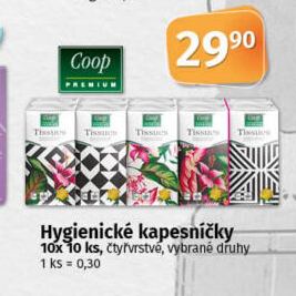 Papírové kapesníčky 4vrstvé Coop Premium