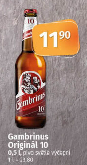 Pivo světlé výčepní Originál 10° Gambrinus