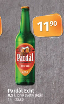 Pivo světlý ležák 11° Echt Pardál