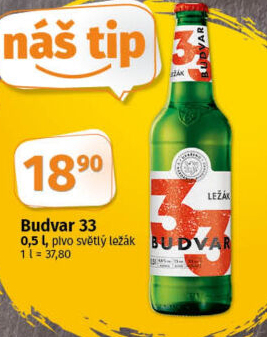 Pivo světlý ležák 33 Budweiser Budvar