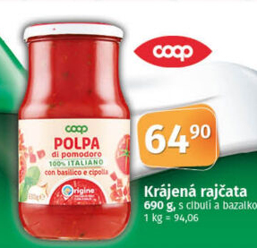 Rajčata krájená Coop