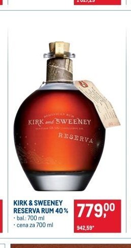 KIRK & SWEENEY RESERVA RUM 40%