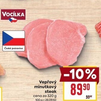 Steak vepřový minutkový Vocílka