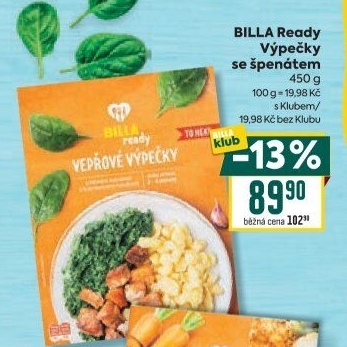 Výpečky se špenátem Billa Ready