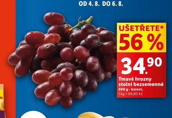 Tmavé hrozny stolní bezsemenné