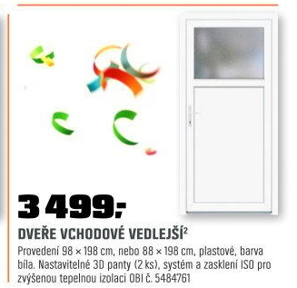 Dveře vch.K301 Lvedl. PVC bílá