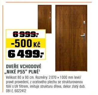 Dveře vch.NikeP55plné z.dub 80L