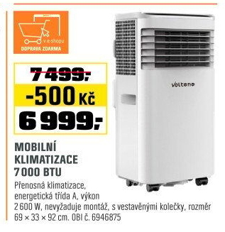 Klimatizace mobilníVO2784 bílá, 2600 W