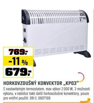 Konvektorhorkovzdušný 2000 W
