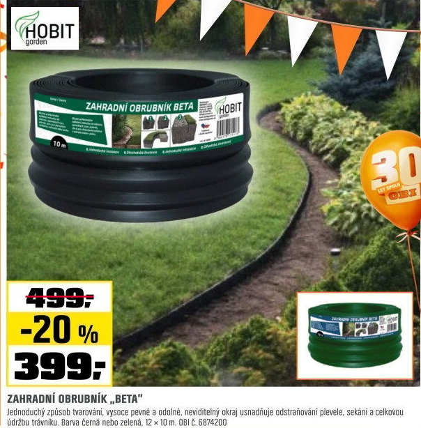 Obrubník zahradní BETA 10 mzelený