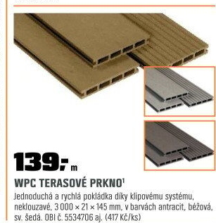 Prkno terasové, 3mWPC, antracitov