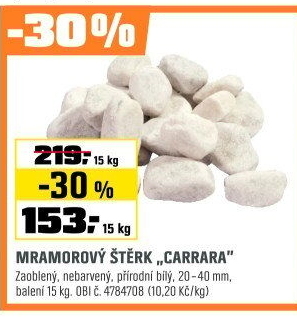 Štěrk mramorovýbílý 20-40 mm