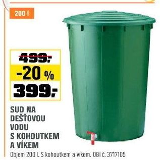 Sud na vodu kulatý200l s výp.kohoutkem