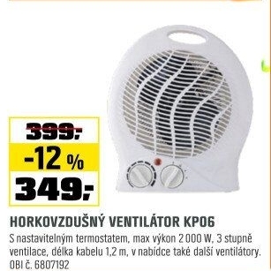 Ventilátorhorkovzdušný 2000 W