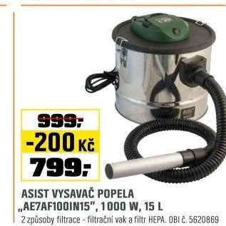 Vysavač popela AsistAE7AFP100-4 nerez
