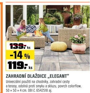 Zahradní dlaždiceelegantbíložluto