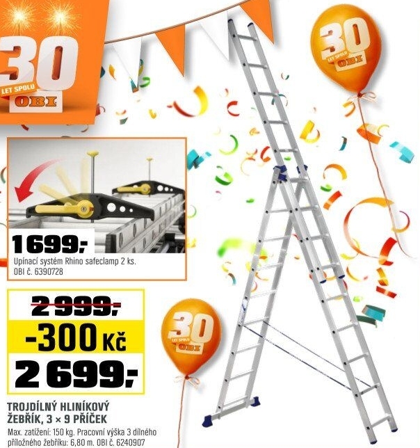 ŽEBŘÍK AL 3x9 PŘÍČEKH3 5309max.150 kg