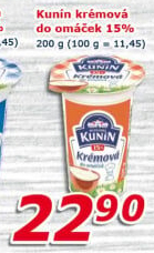 Smetana krémová do omáček Mlékárna Kunín 15%