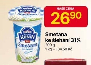 Smetana ke šlehání Mlékárna Kunín 31%