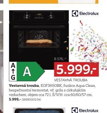 Vestavná trouba, EOF3H50BK, funkce Aqua Clean, bezpečnostní termostat, vč. grilu s cirkulujícím vzduchem, objem cca 72 l, Š/V/H: cca 60/60/57 cm - XXXLutz akcniletaky.com