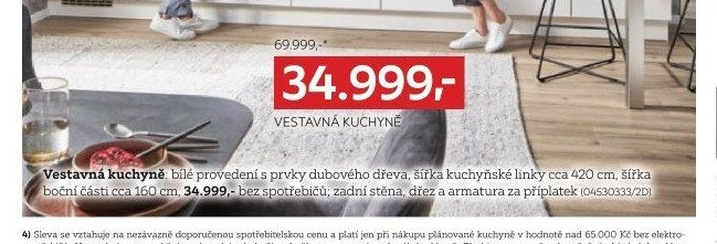 Vestavná kuchyně: bílé provedení s prvky dubového dřeva, šířka kuchyňské linky cca 420 cm, šířka boční části cca 160 cm, bez spotřebičů; zadní stěna, dřez a armatura za příplatek - XXXLutz akcniletaky.com