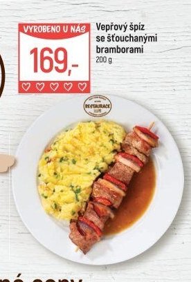 Vepřový špíz se šťouchanými bramborami