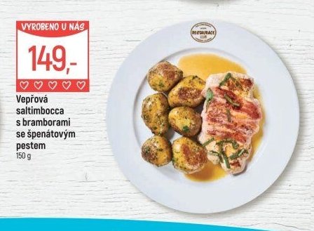 Vepřová saltimbocca s bramborami se špenátovým pestem