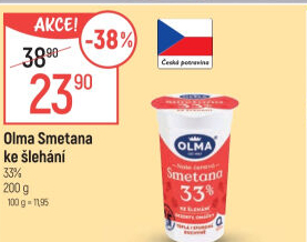 Smetana ke šlehání Olma 33%