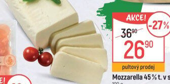 Sýr Mozzarella cihla 45%