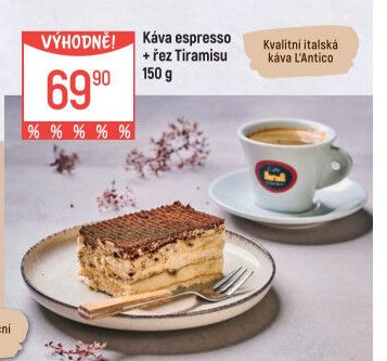 Káva espresso + řez Tiramisu