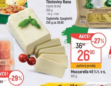 Mozzarella 45 % t. v s.