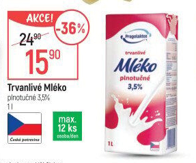 Mléko trvanlivé Pragolaktos - 3,5% plnotučné