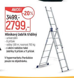 Hliníkový žebřík třídílný