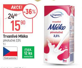 Mléko trvanlivé Pragolaktos - 3,5% plnotučné