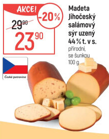 Sýr uzený salámový 44% Jihočeský Madeta