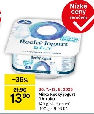 Bílý jogurt řecký 0% Milko